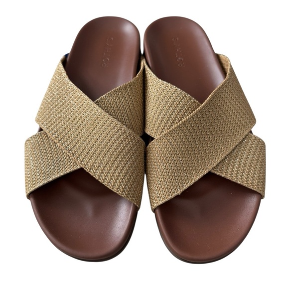 Rothy’s The Slide Sandals Women’s Size 10 Gold Shimmer Knit Slip-On - Picture 2 of 6